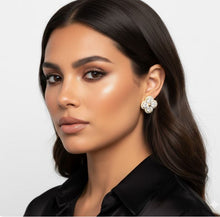 Load image into Gallery viewer, Vintage Quatrefoil Diamante Earrings ~ Gold